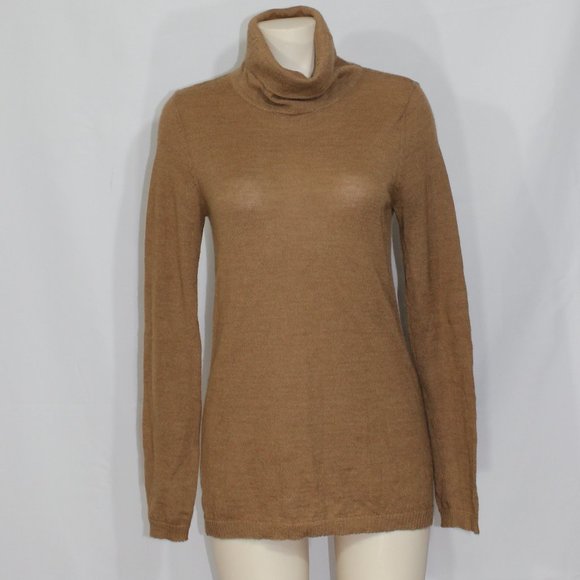 wol hide sweater  Camel Turtleneck Casual Baby Alpaca  Made in Peru  Medium - Picture 1 of 9